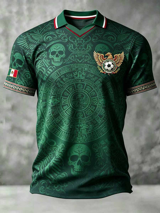 Men's Mexican Football Print Commemorative Polo Shirt