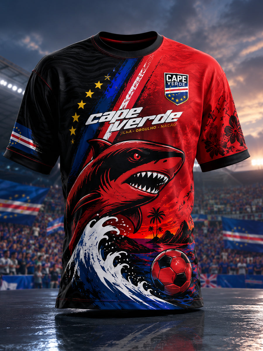 Men's Cape Verde Football Match Cheer Art Print T-Shirt