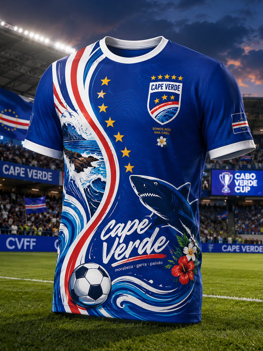 Men's Cape Verde Football Match Cheer Art Print T-Shirt