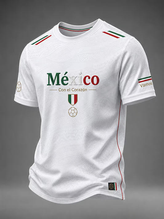 Men's Mexico Football Lover Art Printed short sleeves t-shirt