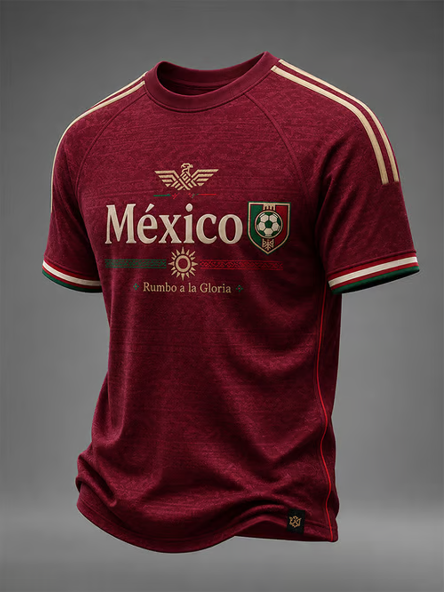 Men's Mexico Football Lover Art Printed short sleeve t-shirt