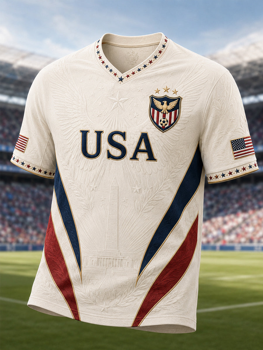 Men's Gift For Soccer Fans Print Casual V-Neck Tee