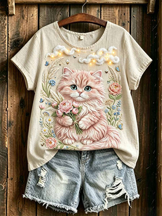 Women's Fashion Cat Print T-Shirt