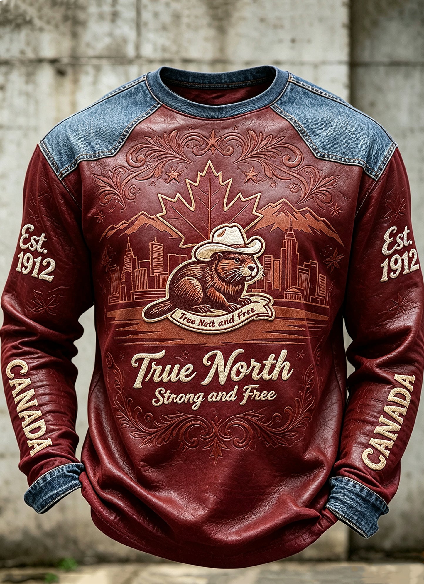 Men's Canada Calgary Stampede Printed Long Sleeved Round Neck Sweatshirts