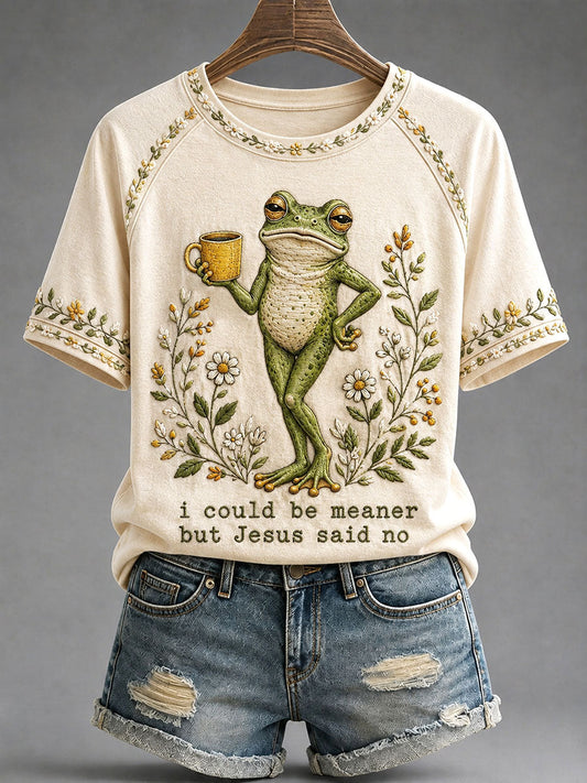 Frauen "Ich könnte sinniger sein, aber Jesus sagte Nein" gedrucktes lässiges T-Shirt