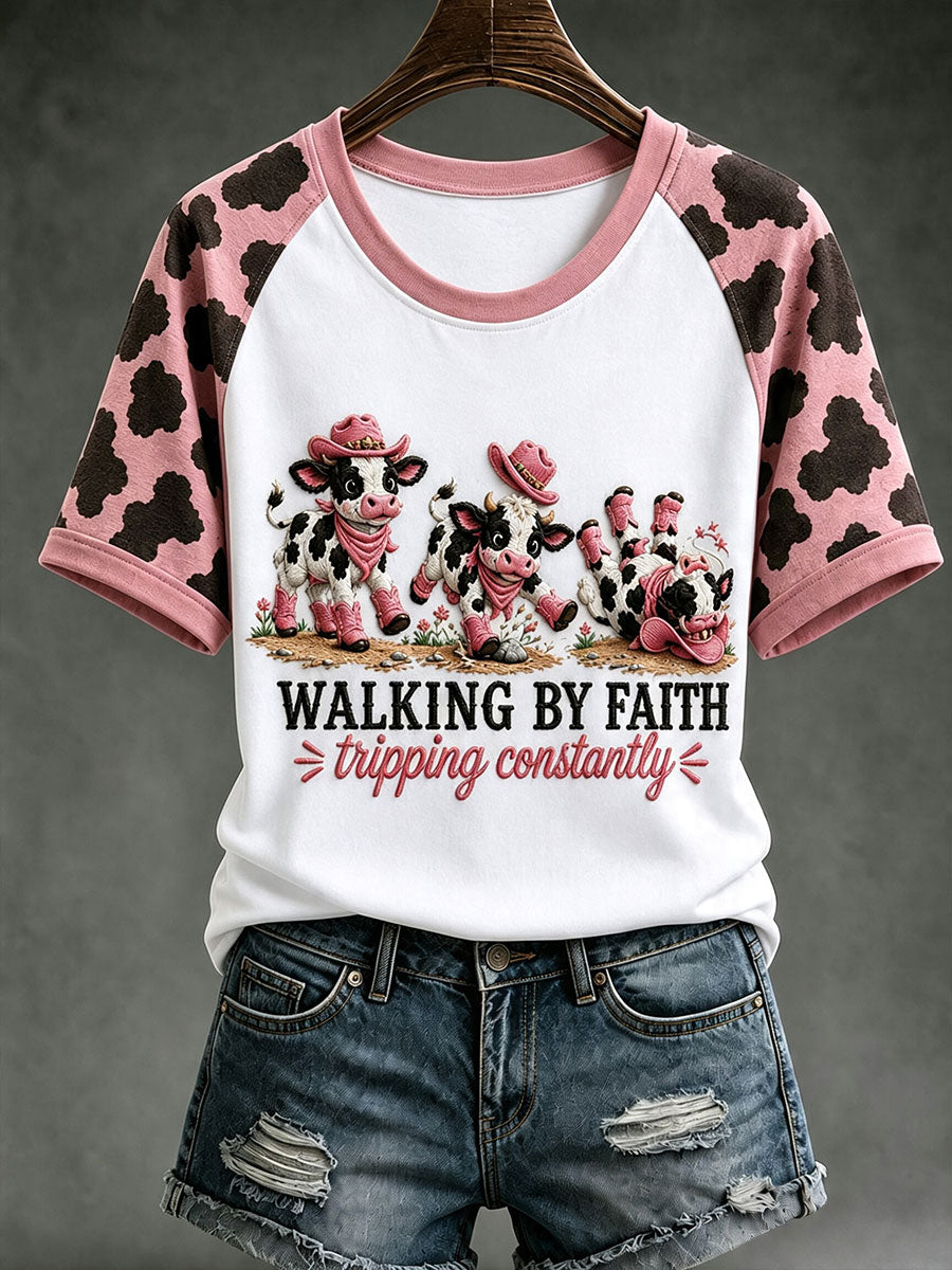 Damen-T-Shirt zum Glauben schreiten mit ständigem Wanken, Rundhalsausschnitt, Kurzarm