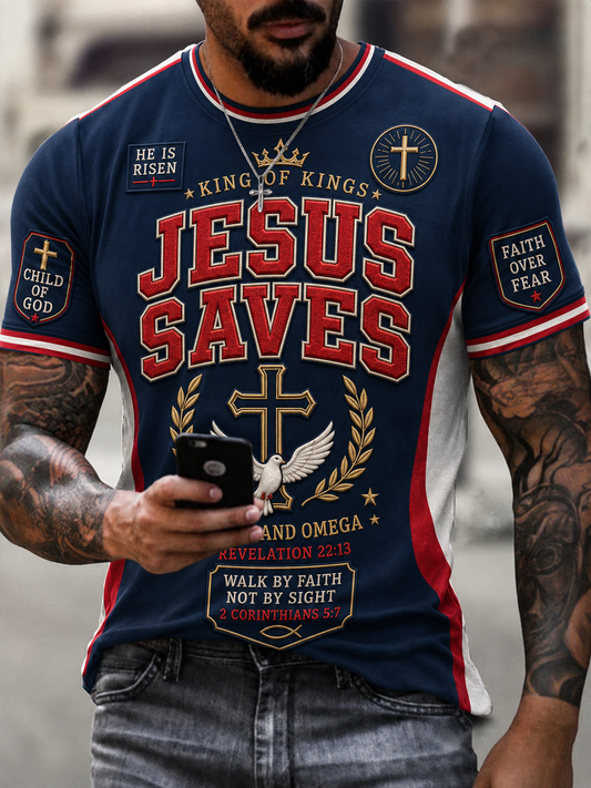 Herren Christian JESUS SPAREN Kurzarm T-Shirt