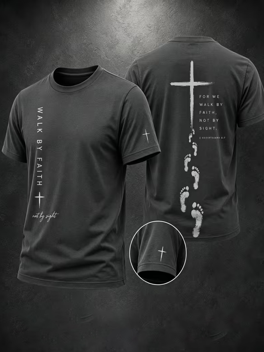 T-Shirt mit kurzen Ärmeln Männer Spaziergang durch den Glauben