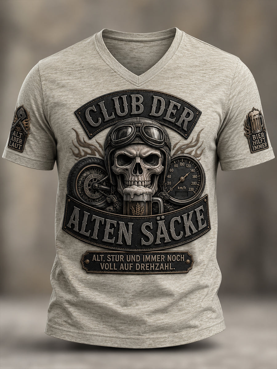 Lustiges Freizeit-T-Shirt für Herren mit Slogan-Print und V-Ausschnitt
