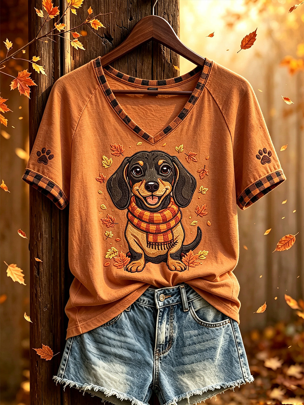 Damen-Herbst-T-Shirt mit niedlichem Tiermuster und kurzen Ärmeln für den Alltag