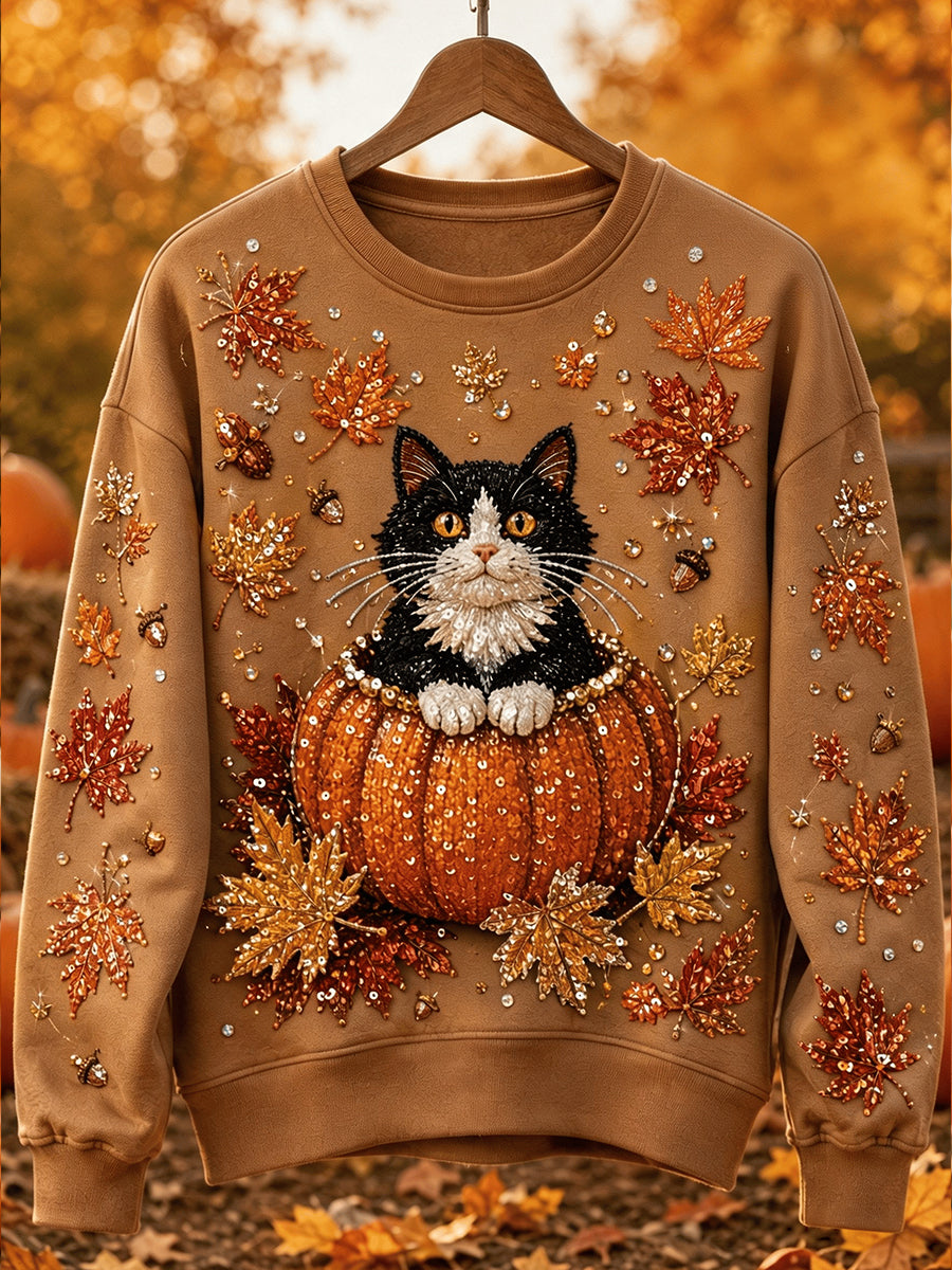 Damen-Herbst-Lässiges T-Shirt mit Tiermuster und Rundhalsausschnitt