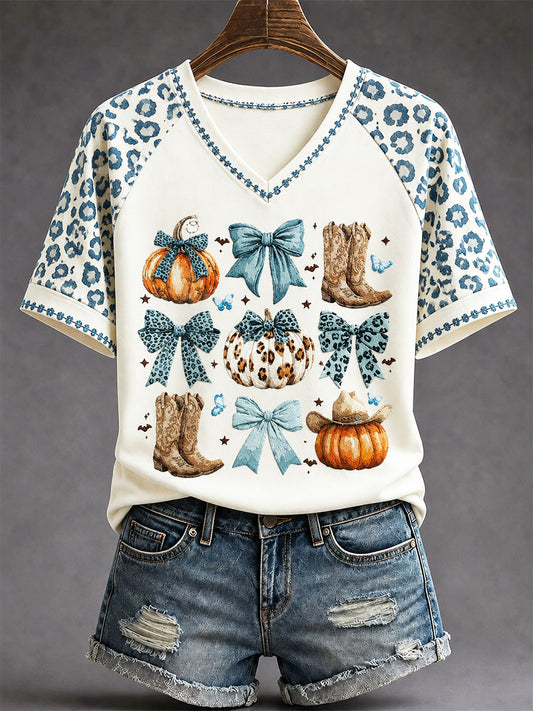Damen "Howdy Fall" bedrucktes lässiges T-Shirt