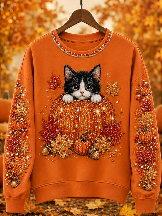 Damen-Herbst-Tier-Print-Sweatshirt