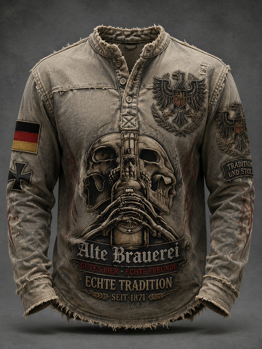 Herren-Longsleeve mit aufwendigem Grafikdruck im Vintage-Stil