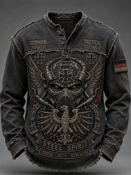 Herren-Longsleeve mit aufwendigem Grafikdruck im Vintage-Stil