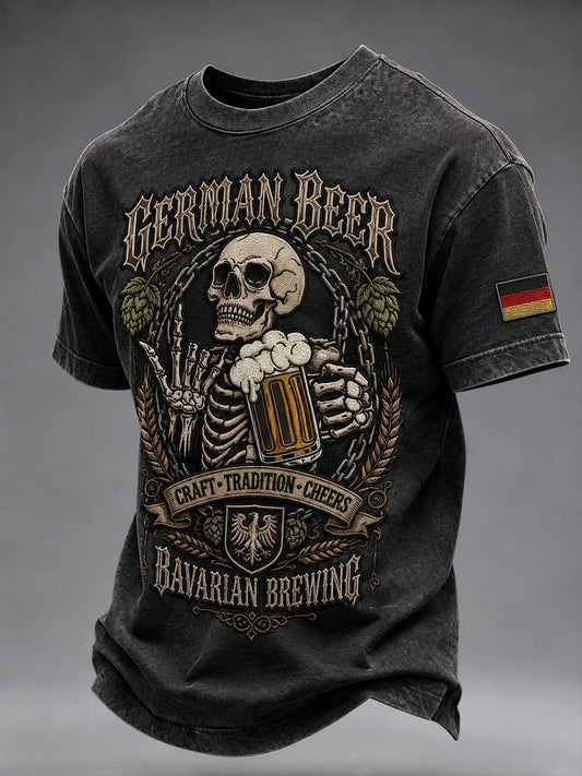 Herren-T-Shirt mit kurzen Ärmeln und aufwändigem Grafikdruck im Vintage-Stil