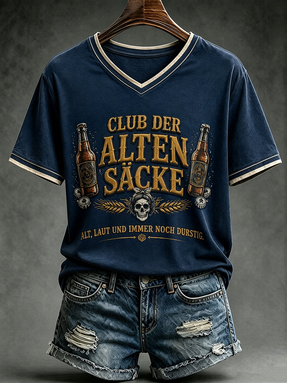 Frauen-T-Shirt mit witzigem Slogan-Print und V-Ausschnitt