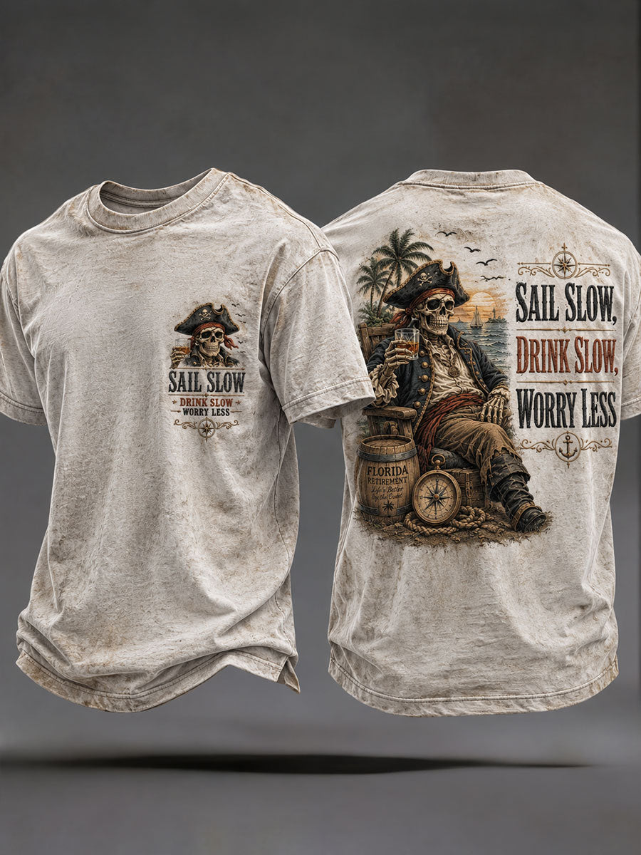 Herren-T-Shirts "Sail Slow Drink Slow Worry Less"
