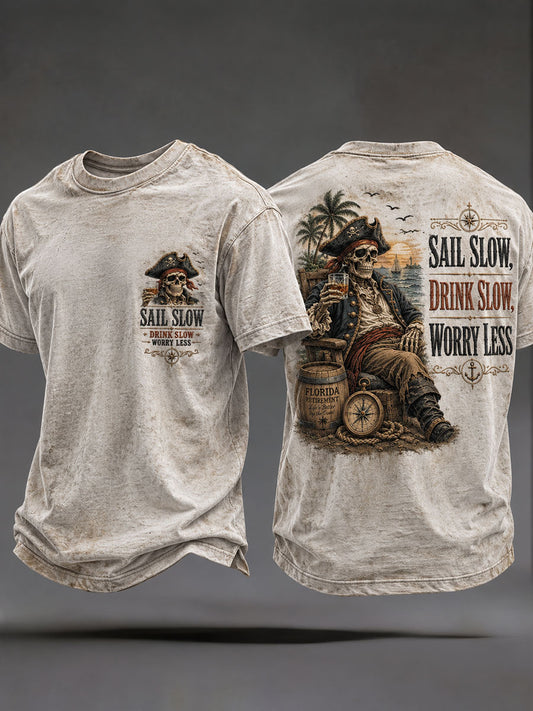 Herren-T-Shirts "Sail Slow Drink Slow Worry Less"