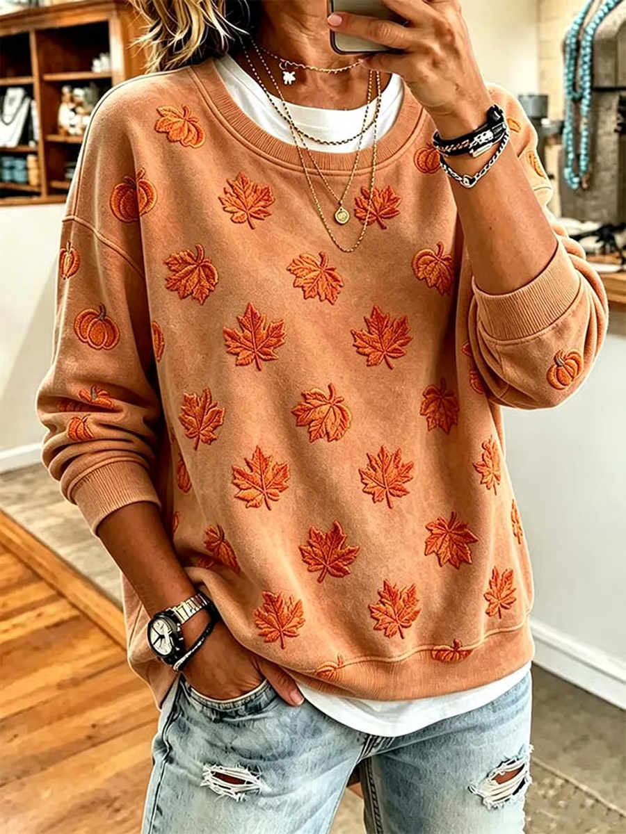 Damen Herbst bedrucktes reguläres Sweatshirt