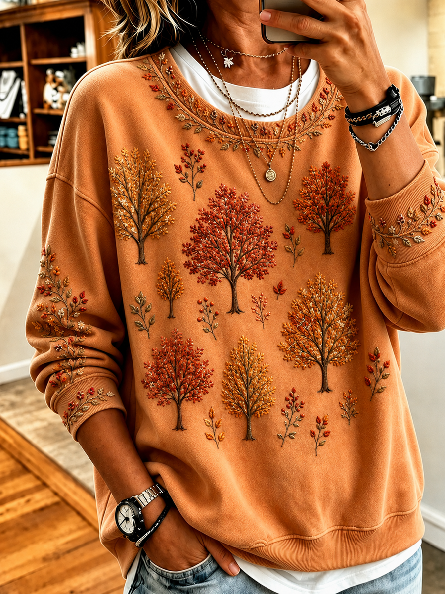 Damen-Herbstpullover mit Muster, normale Passform
