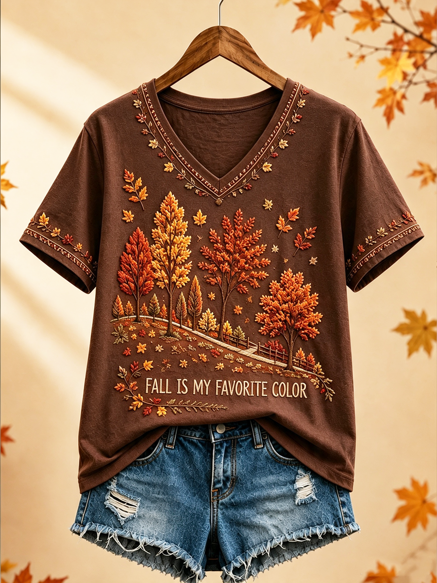 Damen-Herbst-T-Shirt mit Kurzärmeln in meinem Lieblingsfarbe