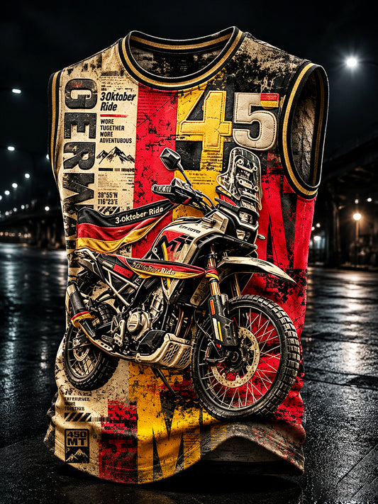 Herren-Vestchen mit Motorrad-Print zum Tag der deutschen Einheit – lässig und cool