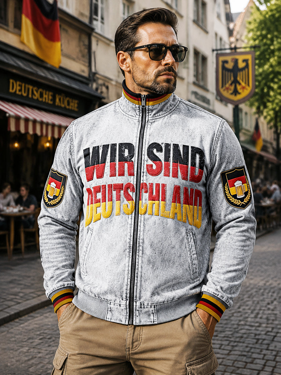 Herren-Jacke im deutschen Stil mit lässigem Reißverschluss