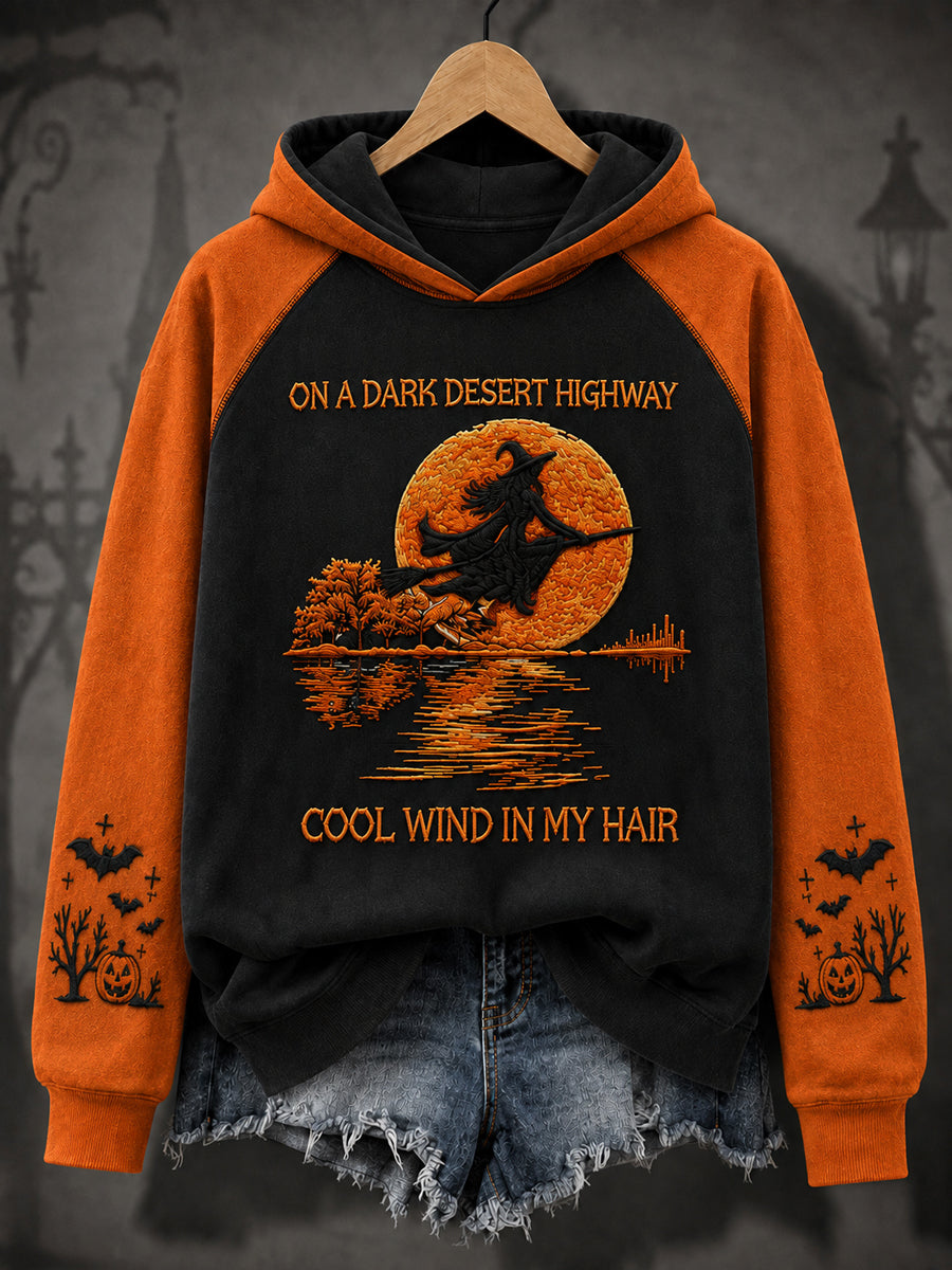 Frauen Halloween Hexe Kürbis Fledermaus lässig Lose Langarm Hoodie