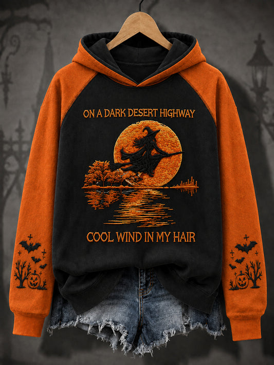 Frauen Halloween Hexe Kürbis Fledermaus lässig Lose Langarm Hoodie