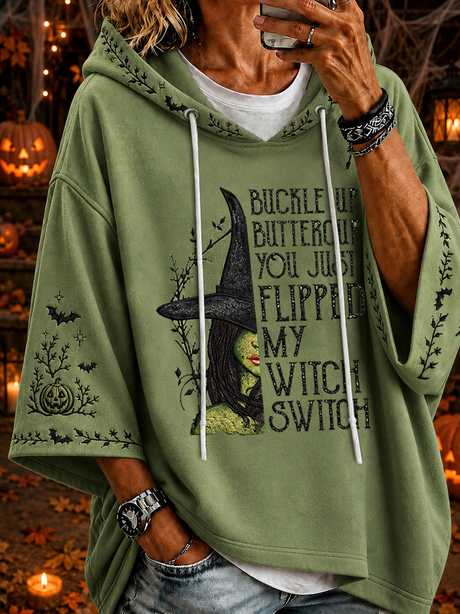 Damen Halloween BUCKLE UP BUTTERCUP SIE FLIPPED NUR MEINEN HEXEN SCHALTER Hoodie