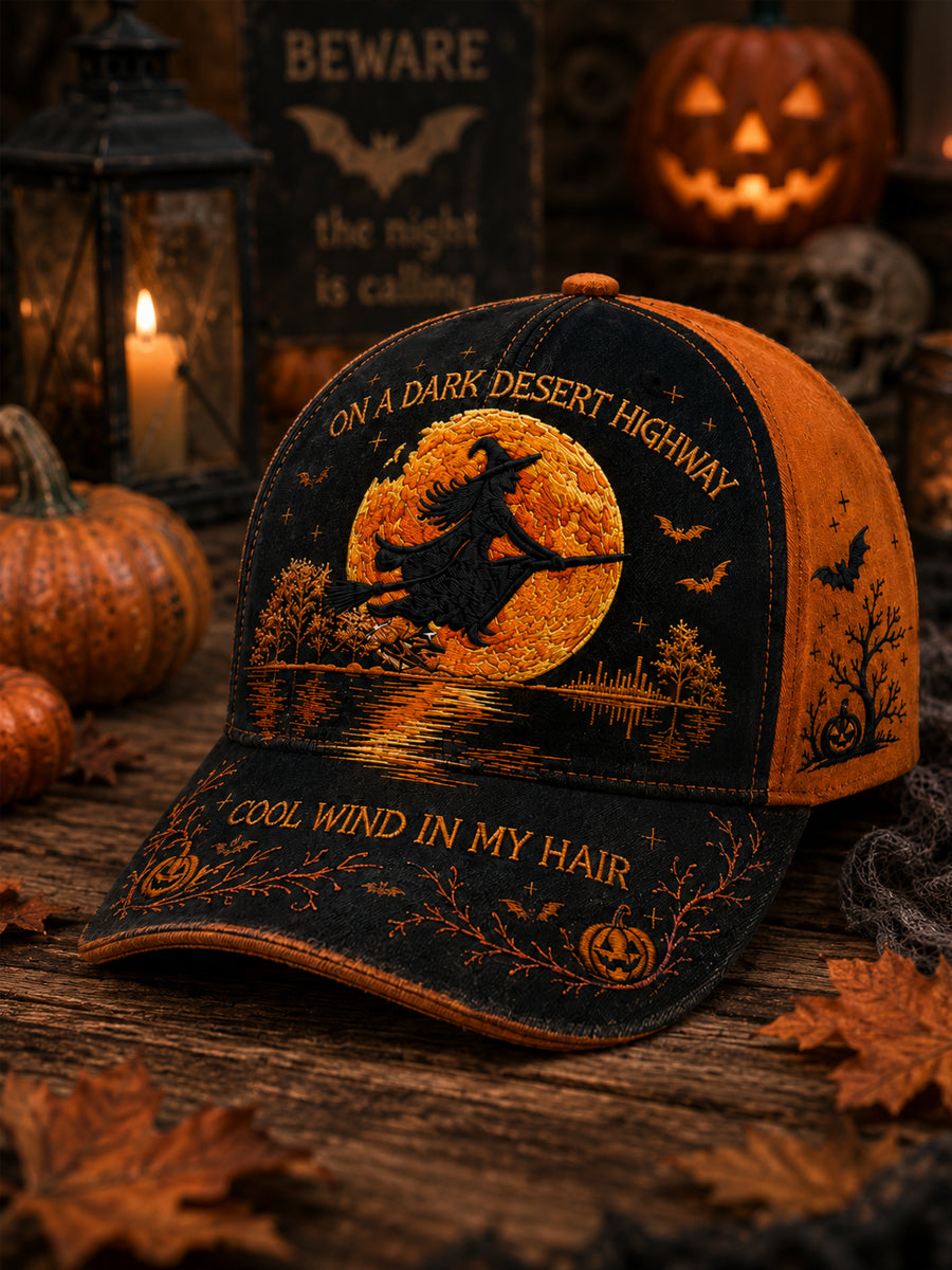 Unisex Halloween Hexe Kürbis Fledermaus Print Hut