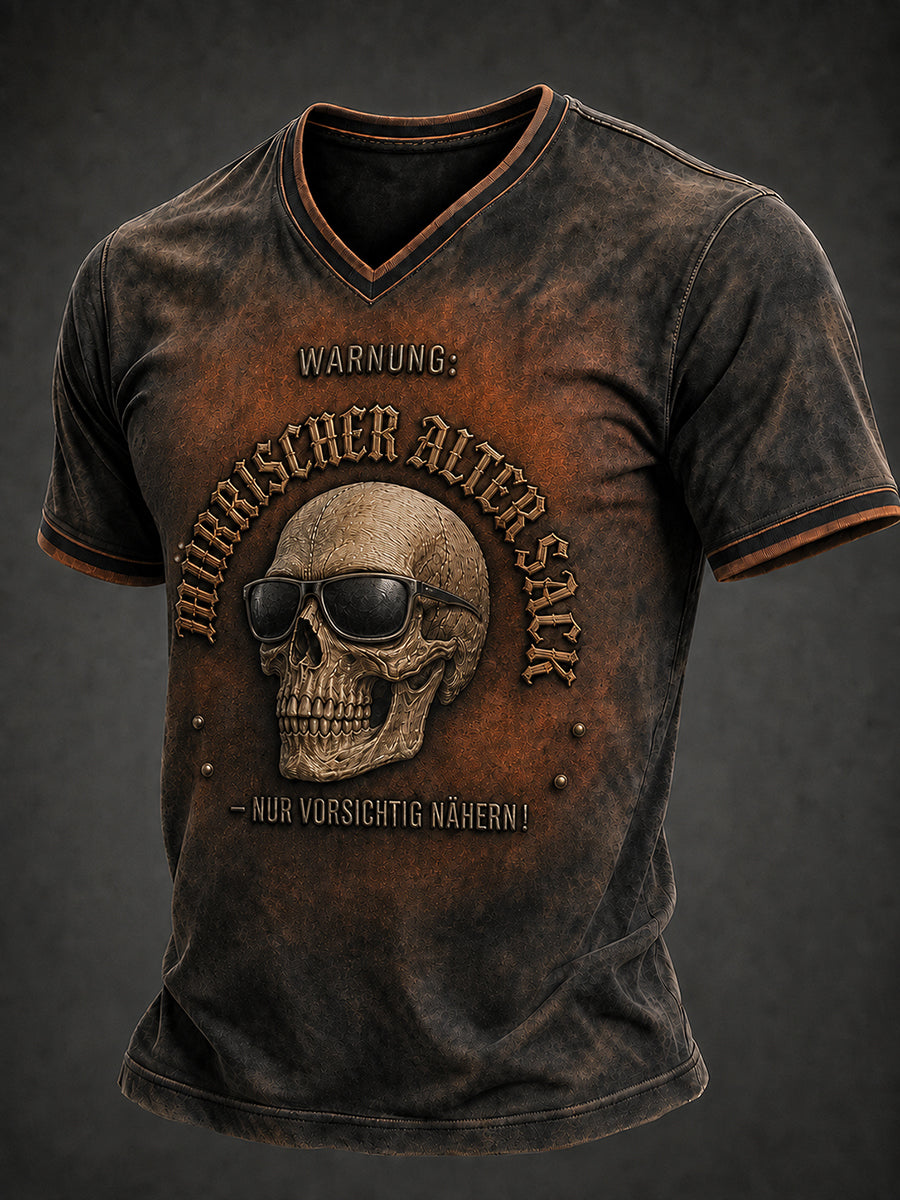 Männerwarnung: mürrischer alter Sack – nur vorsichtig nähergehen! T-Shirt mit V-Ausschnitt