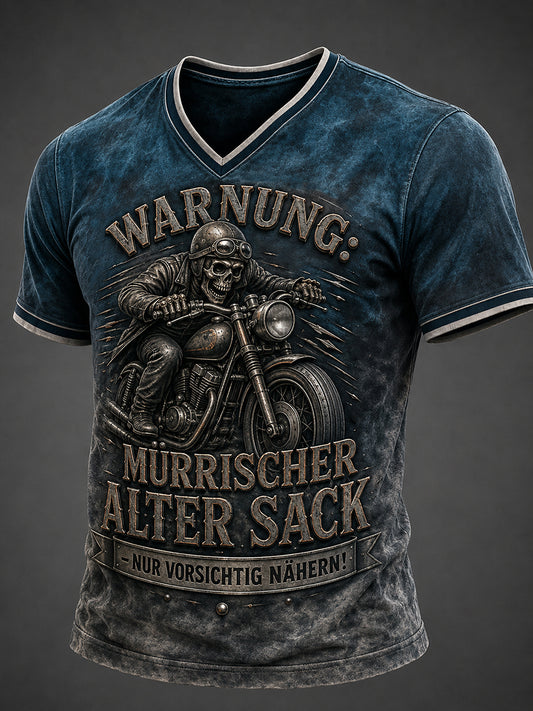 Männerwarnung: mürrischer alter Sack – nur vorsichtig nähergehen! T-Shirt mit V-Ausschnitt