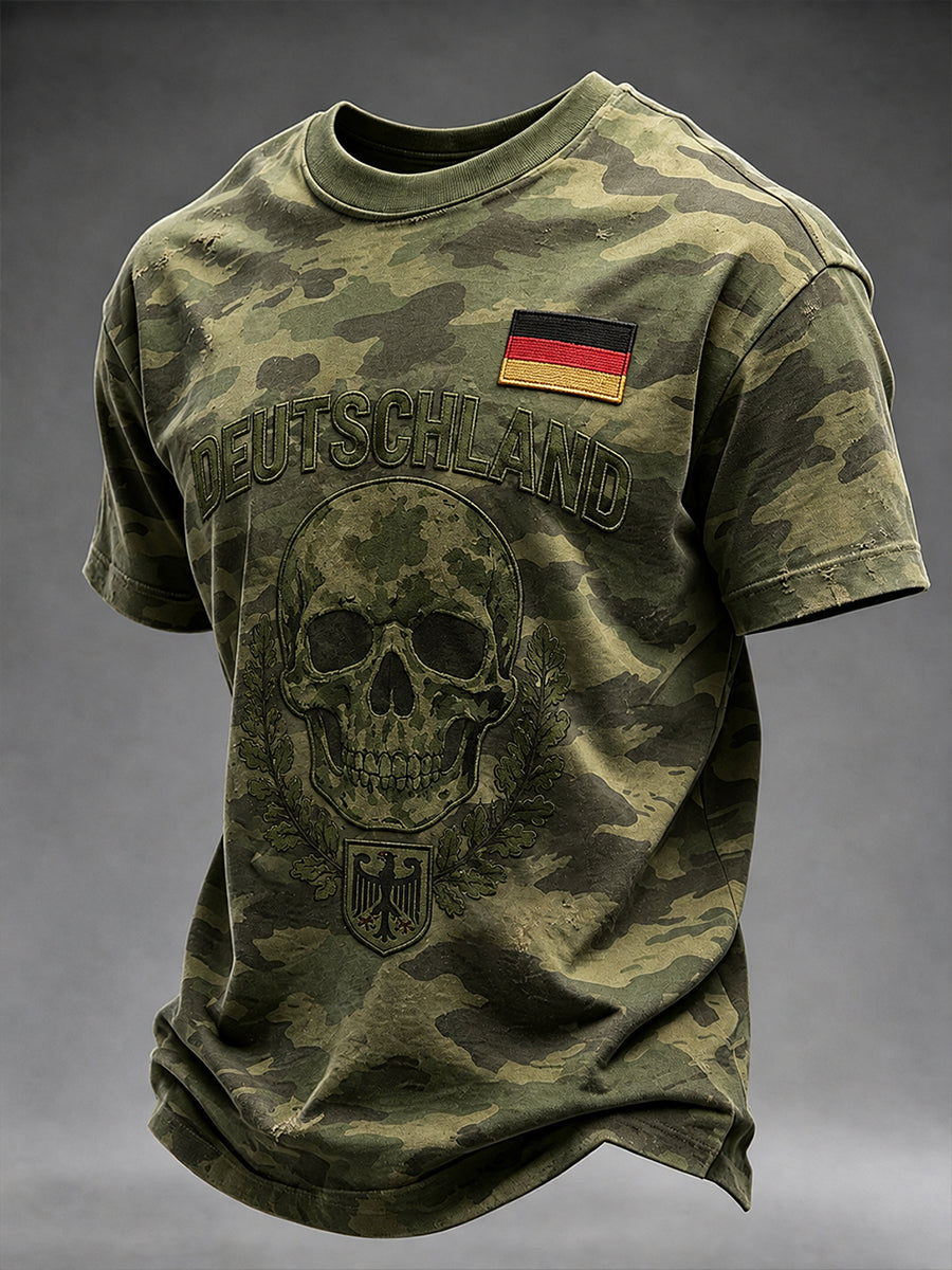 Herren-T-Shirt mit kurzen Ärmeln und grafischem Veteranen-Gedenkdruck