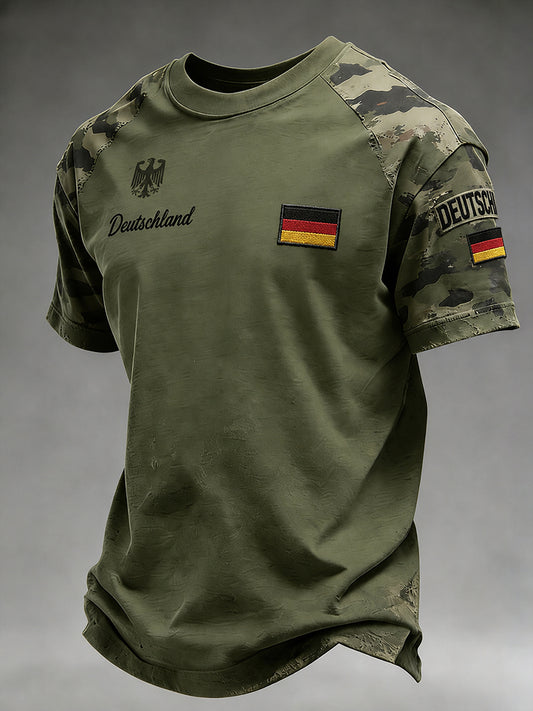Herren-T-Shirt mit kurzen Ärmeln und grafischem Veteranen-Gedenkdruck