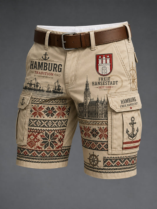 Herren-Cargo-Kurzhose im urbanen Stil mit grafischem Motiv