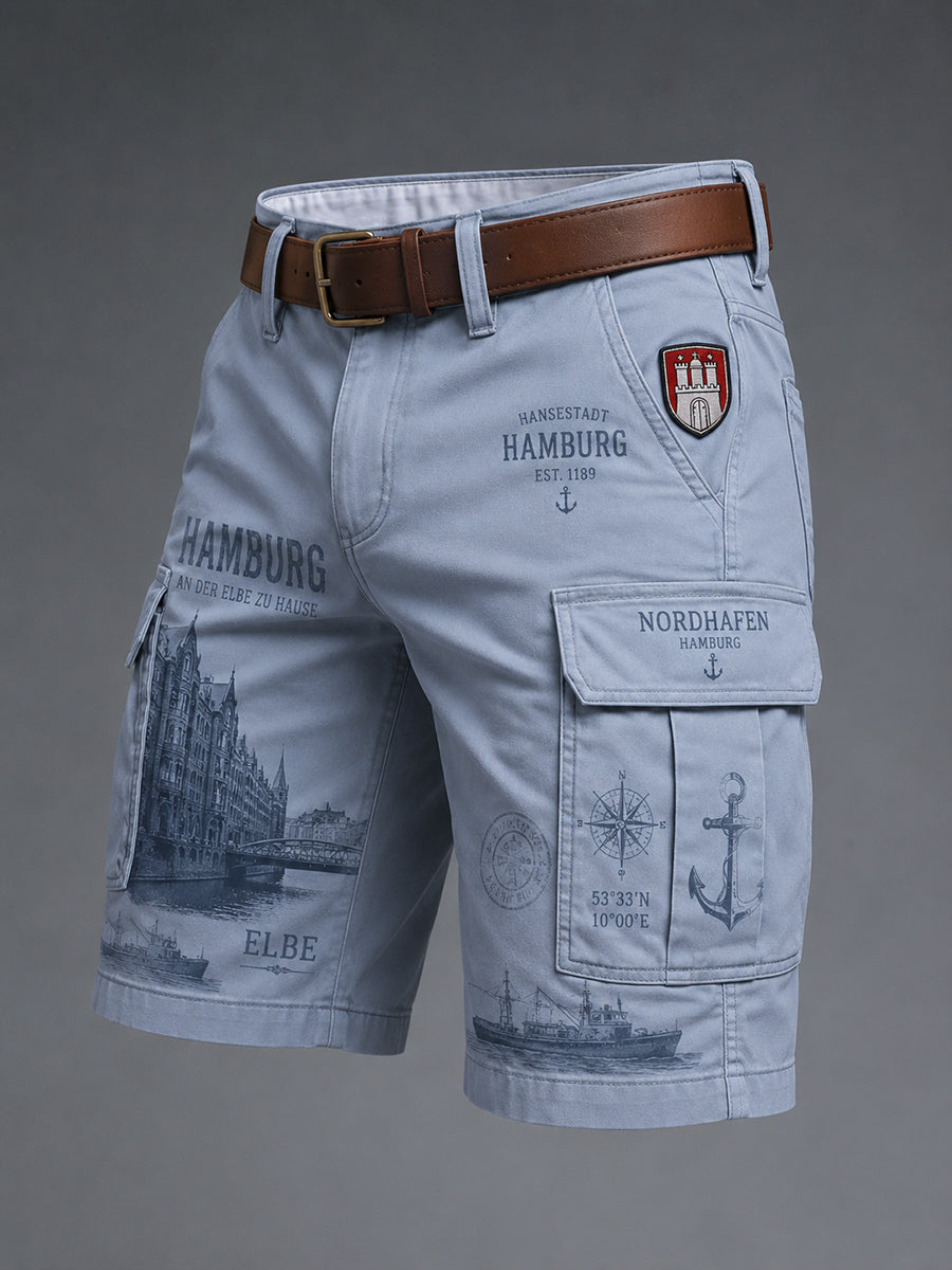 Herren-Cargo-Kurzhose im urbanen Stil mit grafischem Motiv