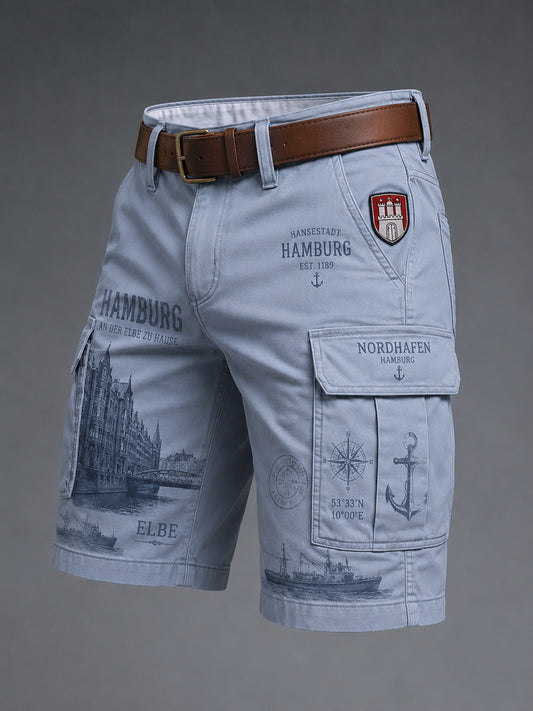 Herren-Cargo-Kurzhose im urbanen Stil mit grafischem Motiv