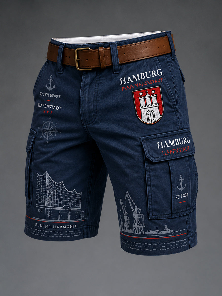 Herren-Cargo-Kurzhose im urbanen Stil mit grafischem Motiv
