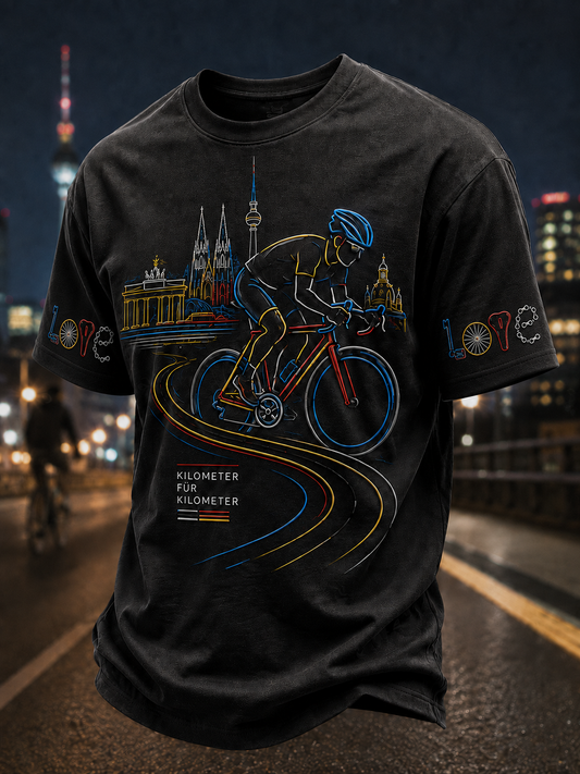 Herren-T-Shirt mit kurzen Ärmeln im Stil der deutschen Radfahrkultur