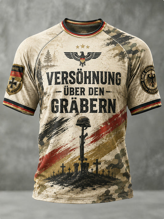 Herren-Graphic-Raglan-T-Shirt mit kurzen Ärmeln und Veteranengedenkspruch
