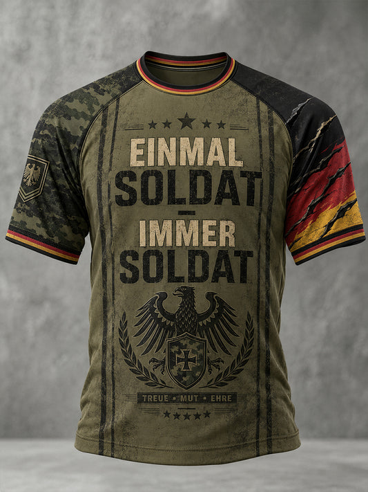 Herren-Graphic-Raglan-T-Shirt mit kurzen Ärmeln und Veteranengedenkspruch