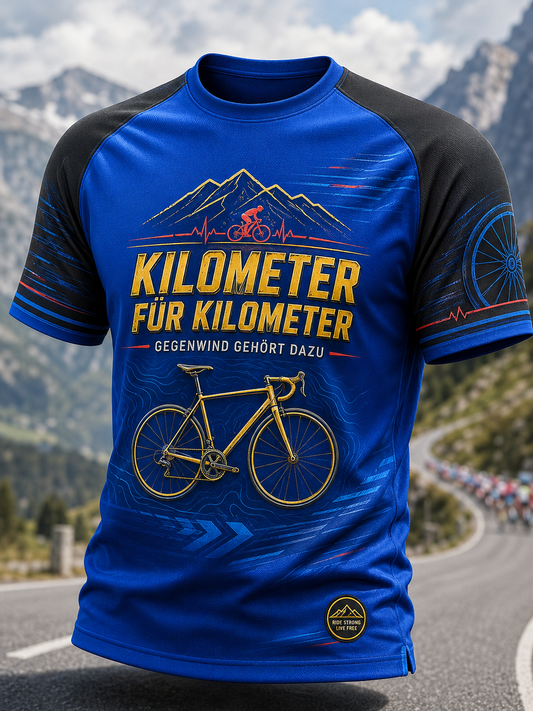 Herren-T-Shirt mit kurzen Ärmeln im Stil der deutschen Radsportkultur