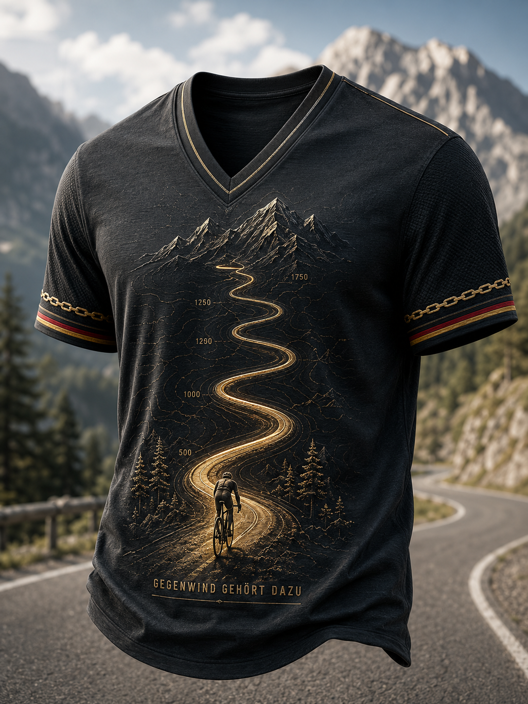 Herren-T-Shirt mit kurzen Ärmeln im Stil der deutschen Radfahrkultur