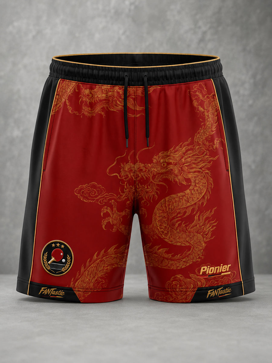Herren-Sportshorts mit Tischtennis-Motiv-Print