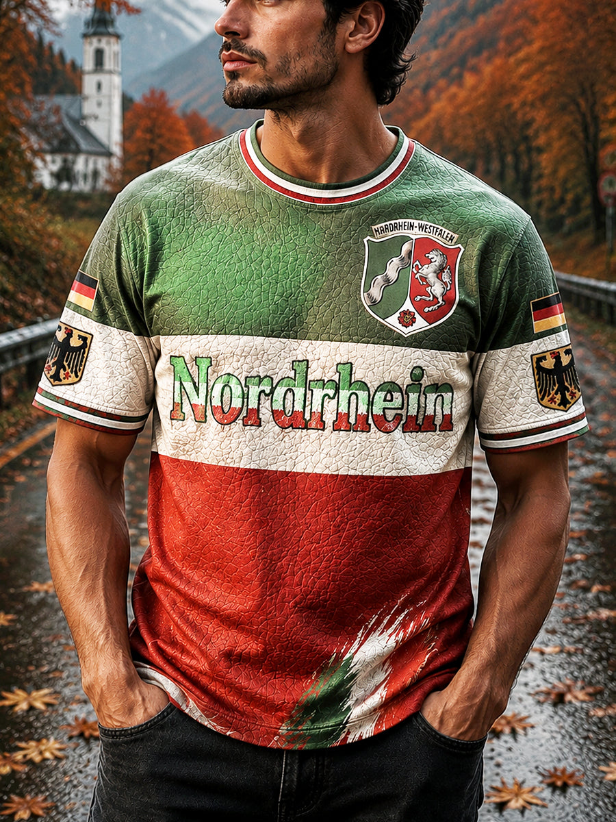 Herren-Retro-T-Shirt aus Deutschland mit nordrhein-westfälischem Aufdruck, lässig geschnitten