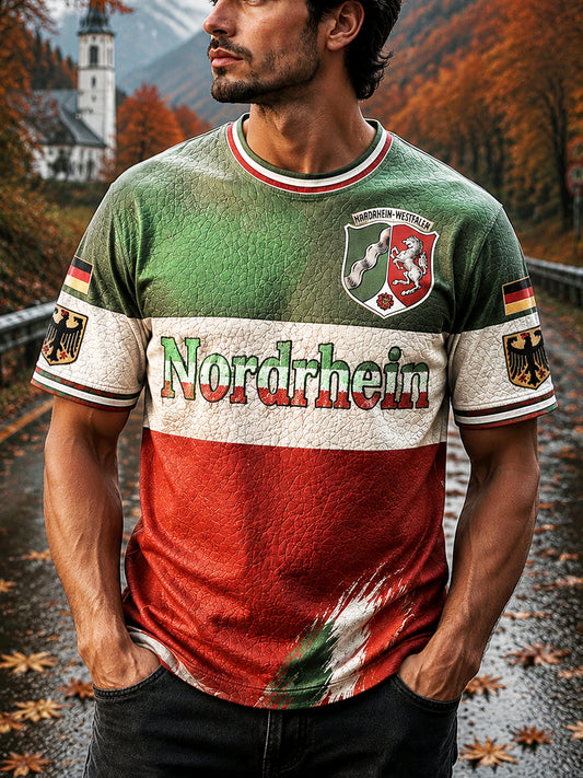 Herren-Retro-T-Shirt aus Deutschland mit nordrhein-westfälischem Aufdruck, lässig geschnitten