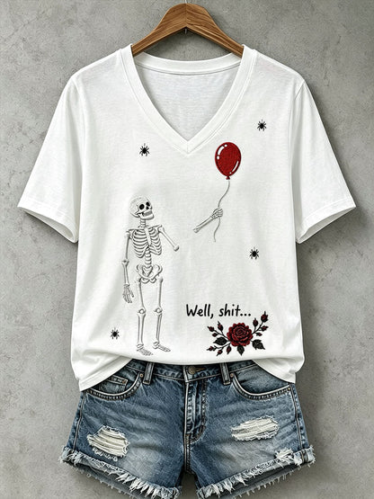 Damen-Gothic-Skull-T-Shirt