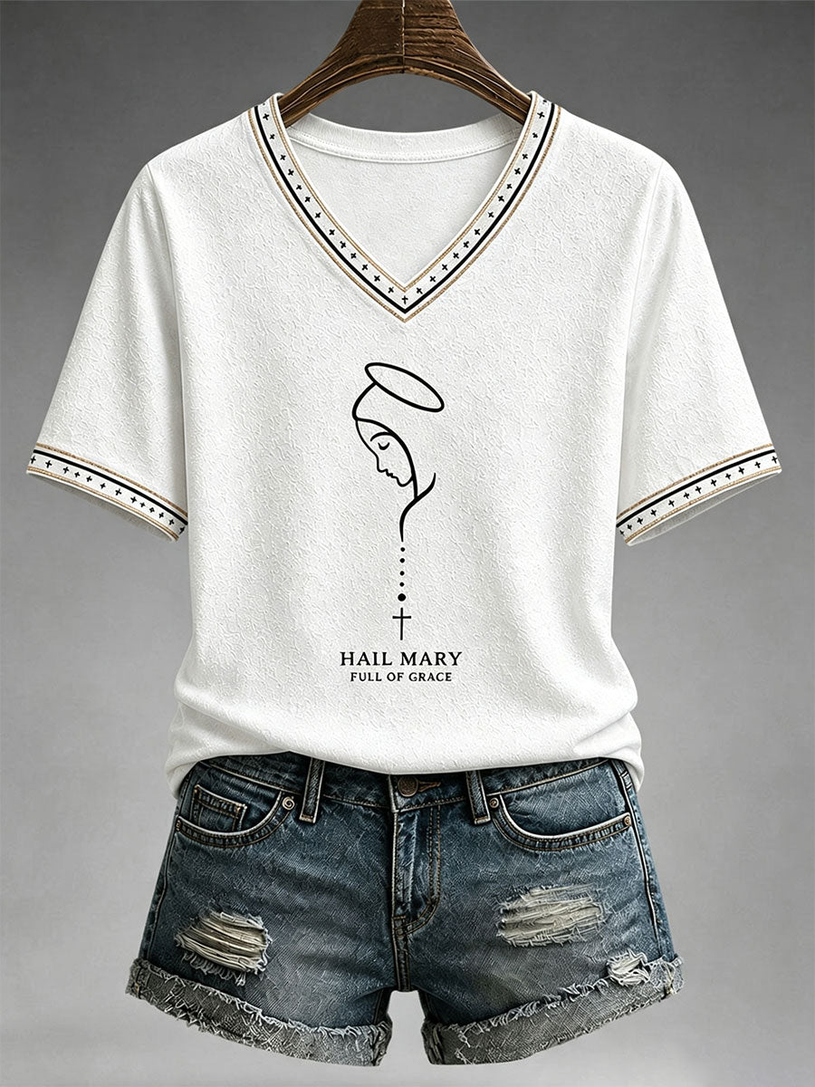 Frauen Hagel Maria voller Gnade T-Shirt